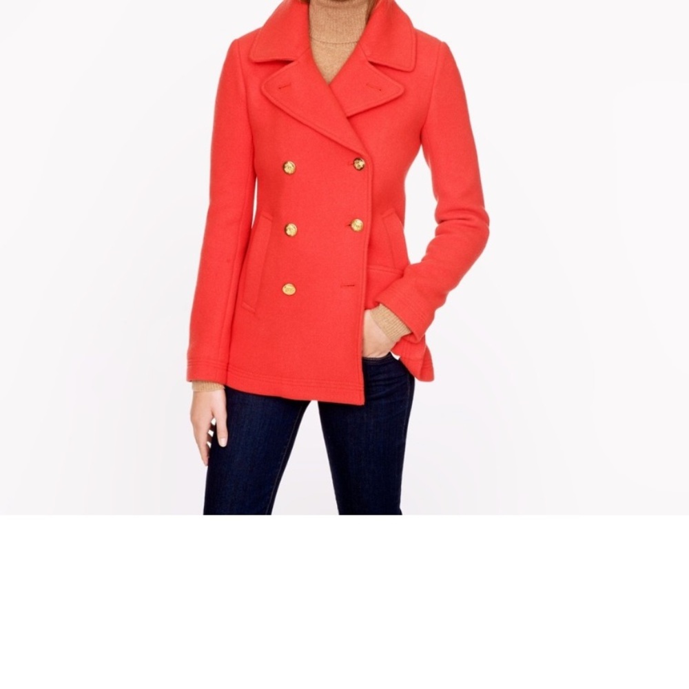 J.Crew majesty formal peacoat double breast size Small wool blend rusty orange